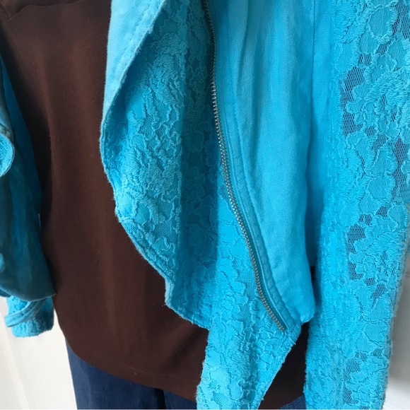 INC Linen & Lace Ruffle Front Jacket - Picture 3 of 3